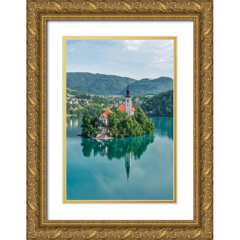 Slovenia-Bled Bled Island Gold Ornate Wood Framed Art Print with Double Matting by Tilley, Rob