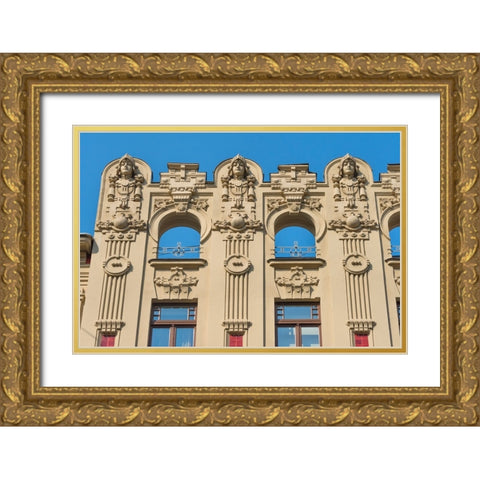 Art Nouveau building on Alberta Street in central Riga-Latvia Gold Ornate Wood Framed Art Print with Double Matting by Su, Keren