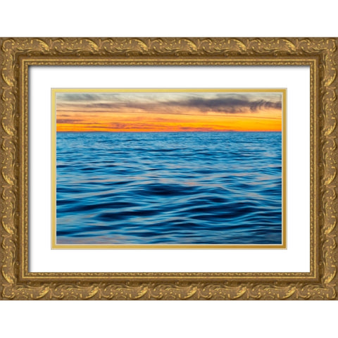 Ocean waves at sunset-Greenland Gold Ornate Wood Framed Art Print with Double Matting by Su, Keren