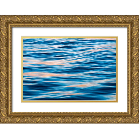 Ocean waves at sunset-Greenland Gold Ornate Wood Framed Art Print with Double Matting by Su, Keren
