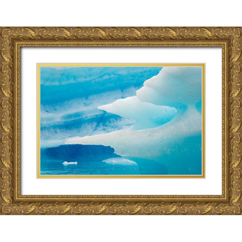 Close up of blue ice in the fjord of Narsarsuaq-Greenland Gold Ornate Wood Framed Art Print with Double Matting by Su, Keren
