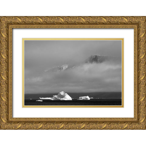 Floating iceberg in the ocean-Greenland Gold Ornate Wood Framed Art Print with Double Matting by Su, Keren