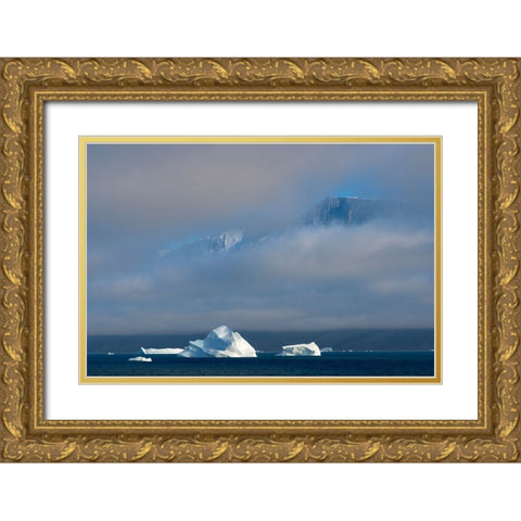 Floating iceberg in the ocean-Greenland Gold Ornate Wood Framed Art Print with Double Matting by Su, Keren