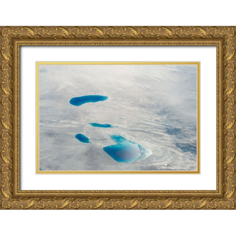 Aerial view of ice sheet-Greenland Gold Ornate Wood Framed Art Print with Double Matting by Su, Keren