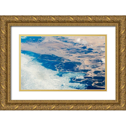 Aerial view of Greenland Gold Ornate Wood Framed Art Print with Double Matting by Su, Keren
