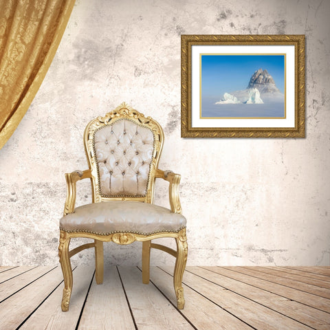 Icebergs frozen into the sea ice of the Uummannaq Fjord System during winter  Gold Ornate Wood Framed Art Print with Double Matting by Zwick, Martin