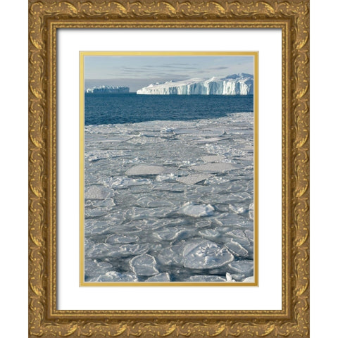 Winter at the Ilulissat Fjord-located in the Disko Bay in West Greenland Gold Ornate Wood Framed Art Print with Double Matting by Zwick, Martin