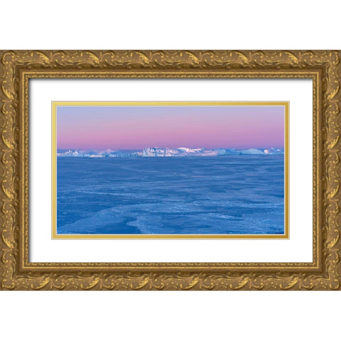 Sunrise during winter at the Ilulissat Fjord-located in the Disko Bay in West Greenland Gold Ornate Wood Framed Art Print with Double Matting by Zwick, Martin