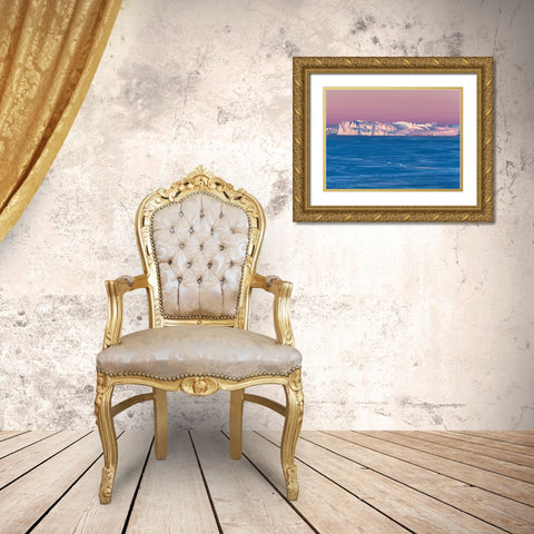 Sunrise during winter at the Ilulissat Fjord-located in the Disko Bay in West Greenland Gold Ornate Wood Framed Art Print with Double Matting by Zwick, Martin