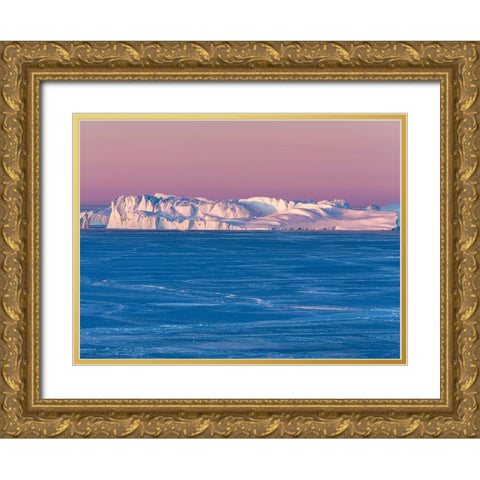 Sunrise during winter at the Ilulissat Fjord-located in the Disko Bay in West Greenland Gold Ornate Wood Framed Art Print with Double Matting by Zwick, Martin