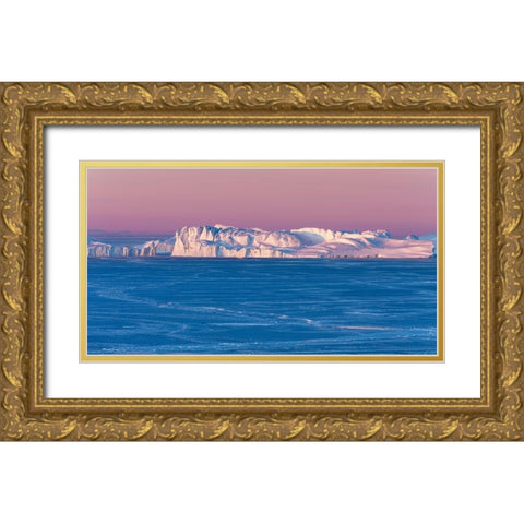 Sunrise during winter at the Ilulissat Fjord-located in the Disko Bay in West Greenland Gold Ornate Wood Framed Art Print with Double Matting by Zwick, Martin