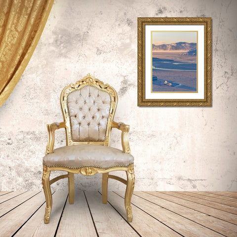 Sunrise during winter at the Ilulissat Fjord-located in the Disko Bay in West Greenland Gold Ornate Wood Framed Art Print with Double Matting by Zwick, Martin