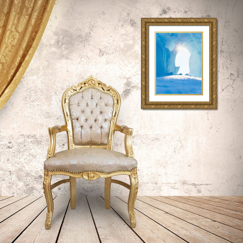 Iceberg frozen into the sea ice of the Uummannaq fjord system during winter-Greenland-Danish Territ Gold Ornate Wood Framed Art Print with Double Matting by Zwick, Martin