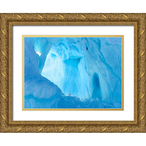 Iceberg frozen into the sea ice of the Uummannaq fjord system during winter-Greenland-Danish Territ Gold Ornate Wood Framed Art Print with Double Matting by Zwick, Martin