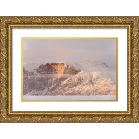 Storen Island-frozen into the sea ice of the Uummannaq fjord system during winter-Greenland-Danish  Gold Ornate Wood Framed Art Print with Double Matting by Zwick, Martin