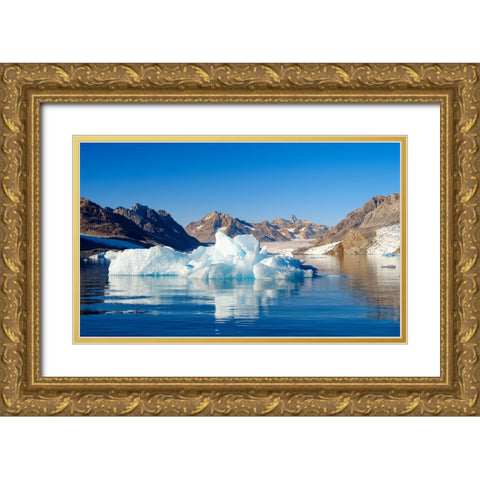 Karale glacier in the Sermiligaaq Fjord- Ammassalik- Danish Territory. Gold Ornate Wood Framed Art Print with Double Matting by Zwick, Martin