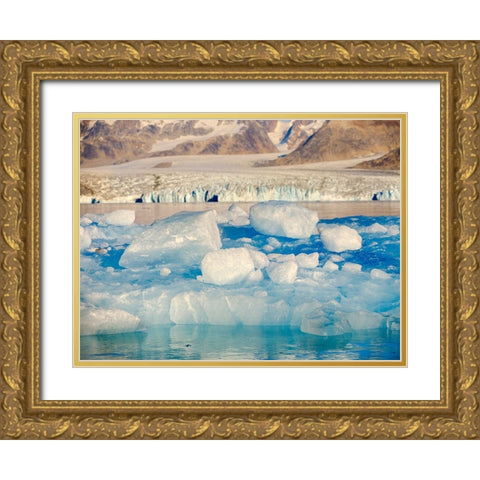 Iceberg in front of Knud Rasmussen Glacier-Sermiligaaq Fjord- Ammassalik- Danish Territory. Gold Ornate Wood Framed Art Print with Double Matting by Zwick, Martin