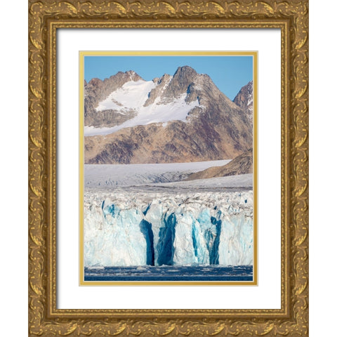 Knud Rasmussen Glacier-Sermiligaaq Fjord- Ammassalik- Danish Territory. Gold Ornate Wood Framed Art Print with Double Matting by Zwick, Martin