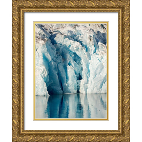 Knud Rasmussen Glacier-Sermiligaaq Fjord- Ammassalik- Danish Territory. Gold Ornate Wood Framed Art Print with Double Matting by Zwick, Martin
