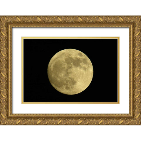 Full moon with yellowish hue Gold Ornate Wood Framed Art Print with Double Matting by Morris, Arthur