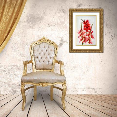 Kaffir lilies in ice Gold Ornate Wood Framed Art Print with Double Matting by Jaynes Gallery