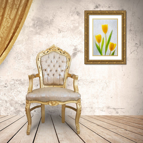 Tulips in ice Gold Ornate Wood Framed Art Print with Double Matting by Jaynes Gallery