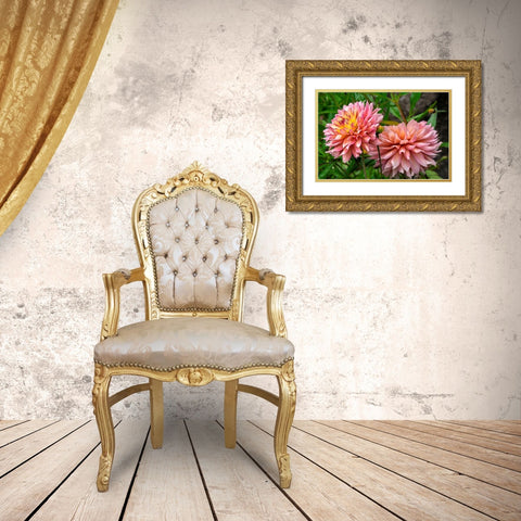 Dahlia Gold Ornate Wood Framed Art Print with Double Matting by Engelbrecht, Lisa S.