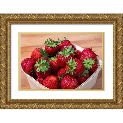 Fresh strawberries Gold Ornate Wood Framed Art Print with Double Matting by Engelbrecht, Lisa S.