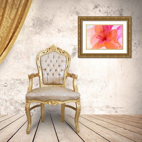 Hibiscus Flower and Tissue Paper with Light Gold Ornate Wood Framed Art Print with Double Matting by Beraldo, Zandina Muench
