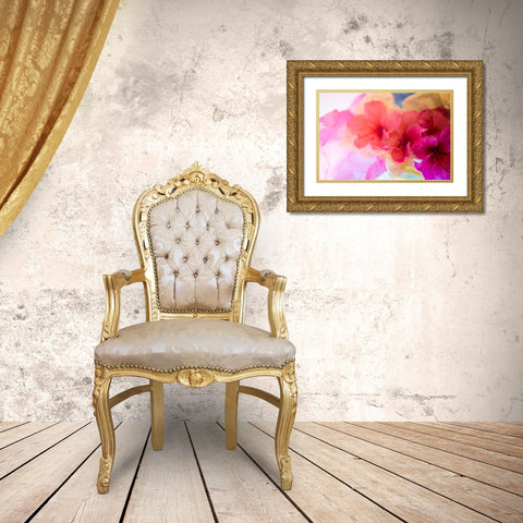 Hibiscus Flower and Tissue Paper with Light Gold Ornate Wood Framed Art Print with Double Matting by Beraldo, Zandina Muench