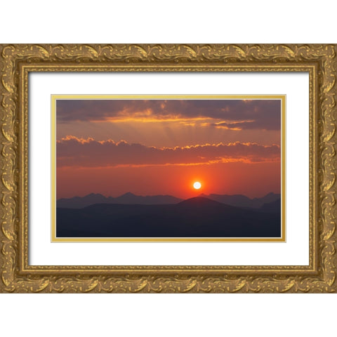 Rocky mountain sunset Gold Ornate Wood Framed Art Print with Double Matting by Archer, Ken