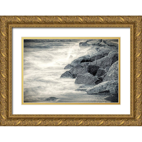 Boulders in Surf Gold Ornate Wood Framed Art Print with Double Matting by Miller, Anna