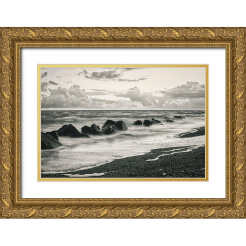 Atlantic Ocean Beach at Sunrise Gold Ornate Wood Framed Art Print with Double Matting by Miller, Anna
