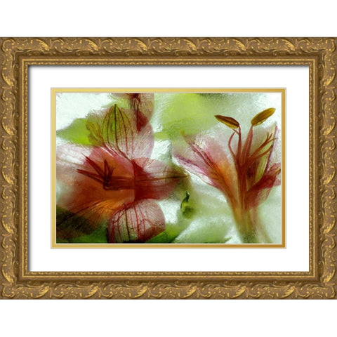 Flowers in ice Gold Ornate Wood Framed Art Print with Double Matting by Kirkland, Dennis
