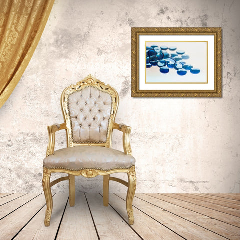 Glass Pebbles with light Gold Ornate Wood Framed Art Print with Double Matting by Beraldo, Zandina Muench