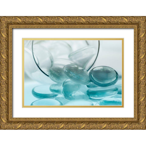 Clear Glass Pebbles with light Gold Ornate Wood Framed Art Print with Double Matting by Beraldo, Zandina Muench