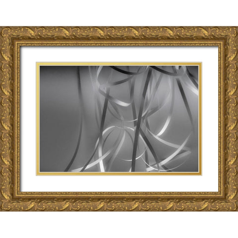 Ribbon and Light Patterns Gold Ornate Wood Framed Art Print with Double Matting by Beraldo, Zandina Muench