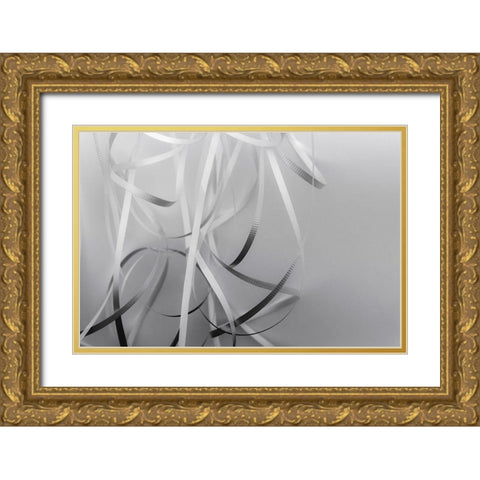 Ribbon and Light Patterns Gold Ornate Wood Framed Art Print with Double Matting by Beraldo, Zandina Muench
