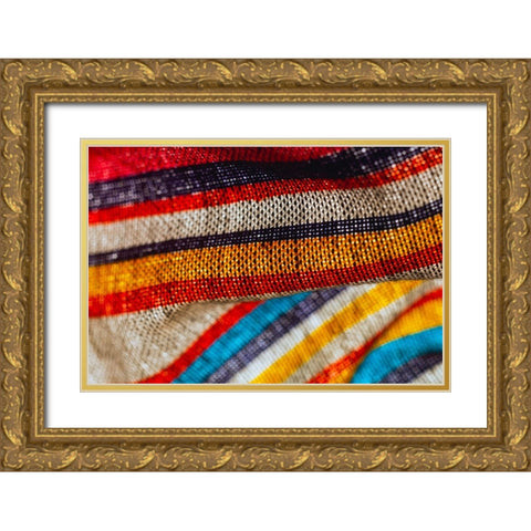 Colorful fabric detail Gold Ornate Wood Framed Art Print with Double Matting by Muench, Zandria