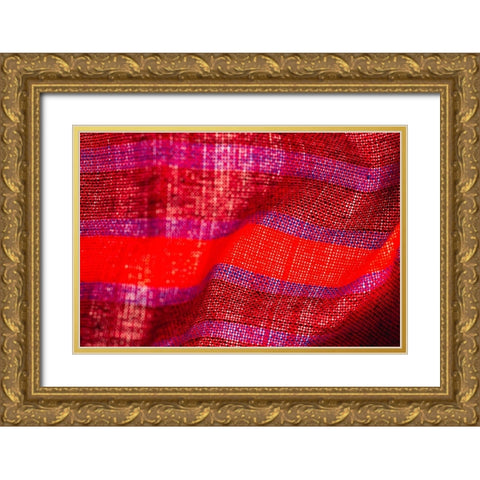 Colorful fabric detail Gold Ornate Wood Framed Art Print with Double Matting by Muench, Zandria