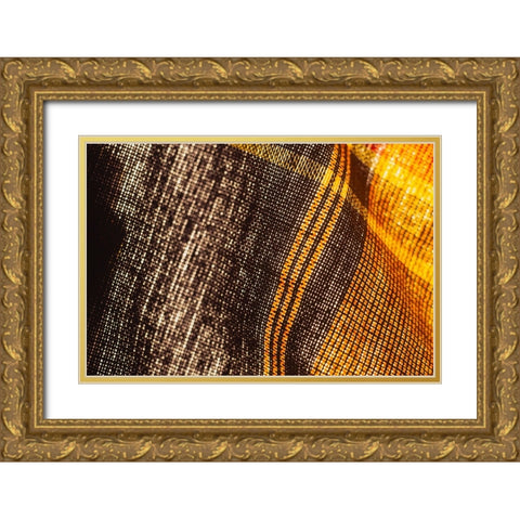 Colorful fabric detail Gold Ornate Wood Framed Art Print with Double Matting by Muench, Zandria