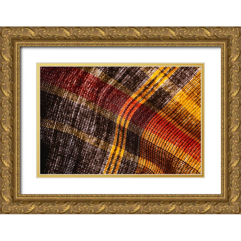 Colorful fabric detail Gold Ornate Wood Framed Art Print with Double Matting by Muench, Zandria
