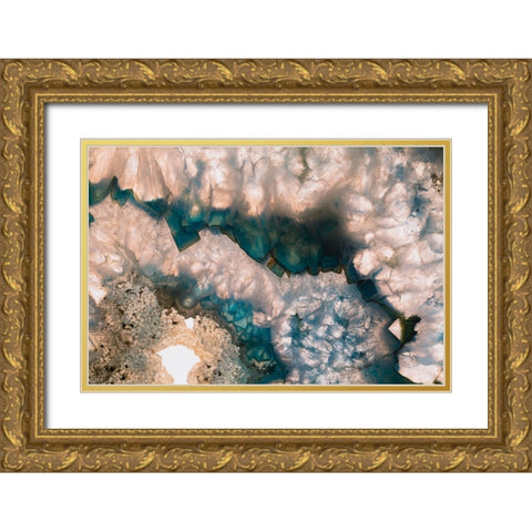 Sliced rock crystals of a geode Gold Ornate Wood Framed Art Print with Double Matting by Muench, Zandria