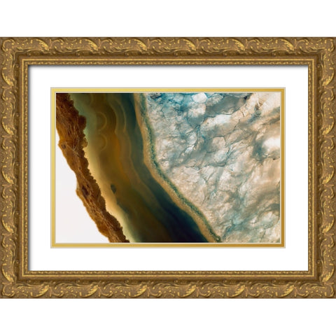 Sliced rock crystals Gold Ornate Wood Framed Art Print with Double Matting by Muench, Zandria