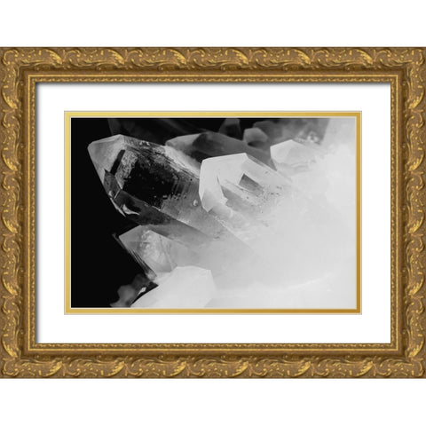 Quartz crystals Gold Ornate Wood Framed Art Print with Double Matting by Muench, Zandria
