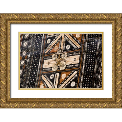 Polynesia, Kingdom of Tonga Detail of tapa cloth Gold Ornate Wood Framed Art Print with Double Matting by Kaveney, Wendy
