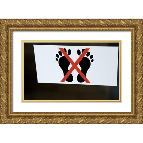 French Polynesia,Tahiti, Papeete No Bare Feet Gold Ornate Wood Framed Art Print with Double Matting by Kaveney, Wendy