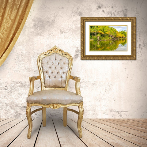 French Polynesia- Tahaa. Tropical lagoon and jungle. Gold Ornate Wood Framed Art Print with Double Matting by Jaynes Gallery