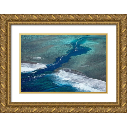 Channel in the reef-Avaavaroa Tapere-by Turoa Beach-Rarotonga-Cook Islands-South Pacific Gold Ornate Wood Framed Art Print with Double Matting by Wall, David