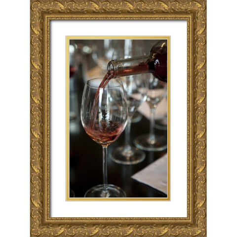 Argentina, Mendoza A rose wine being poured Gold Ornate Wood Framed Art Print with Double Matting by Kaveney, Wendy